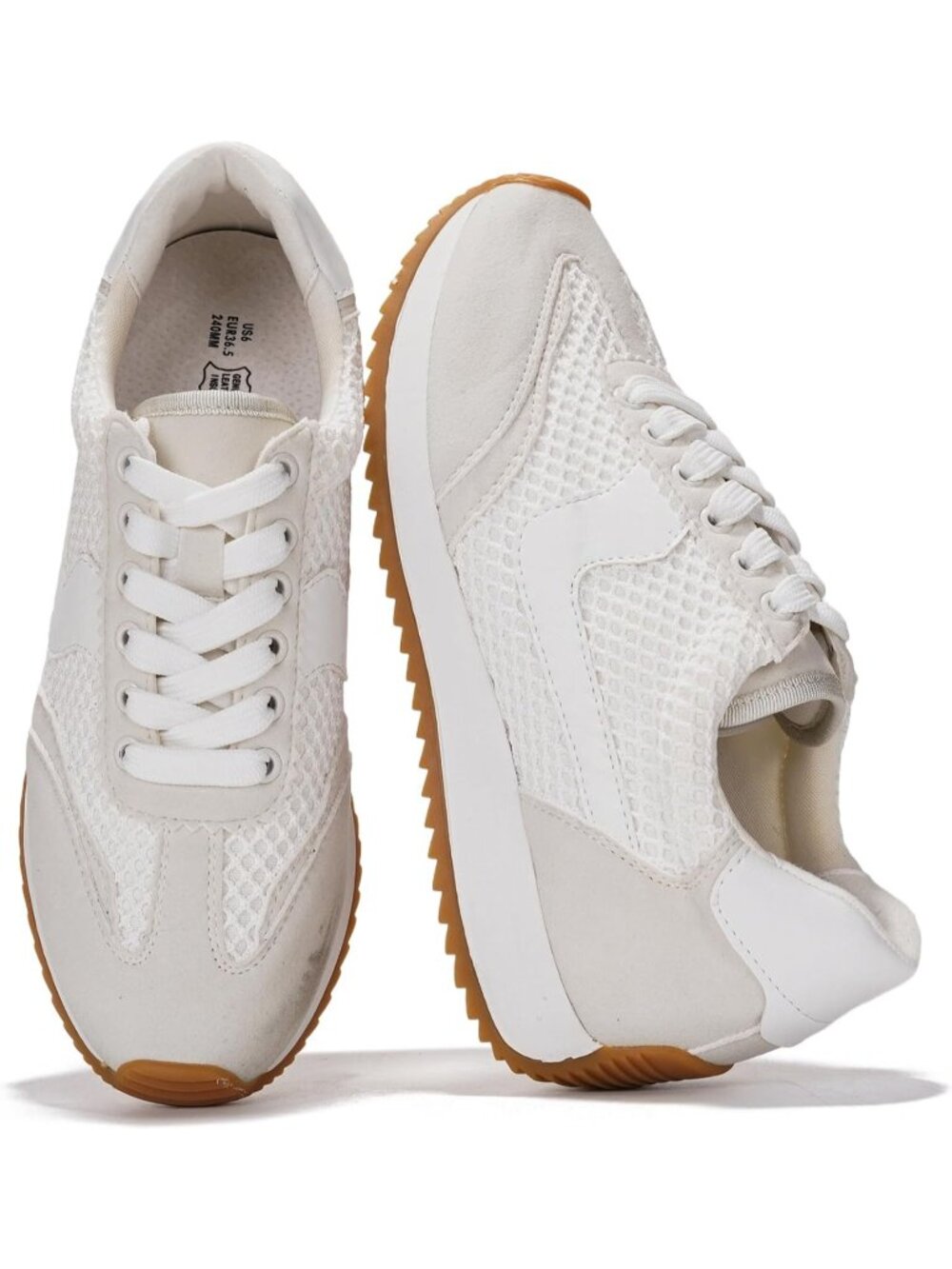 Project Cloud Women's Madison White Mesh Closed Toe Lightweight Lace Up Sneakers